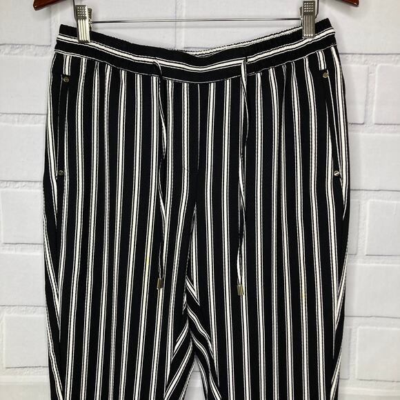 H&M Black and White Striped Cropped Tapered Trouser Pants Size 10 - Picture 5 of 12